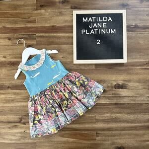 NEW Matilda Jane Platinum Dorie Sara Sleeveless Blue Floral Whales Cotton Top 2